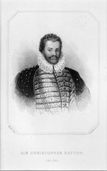 Sir Christopher Hatton - Lord Chancellor during the reign of Elizabeth 1 and relative of the Hattons of Longstanton. Original print in our archival collection.